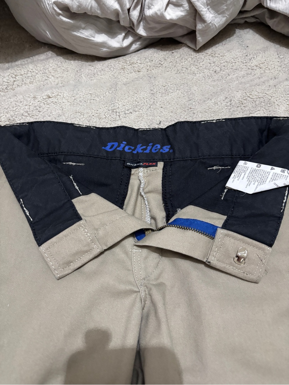 Dickies Men’s Tan Chino Pants with Navy Waistband Accent